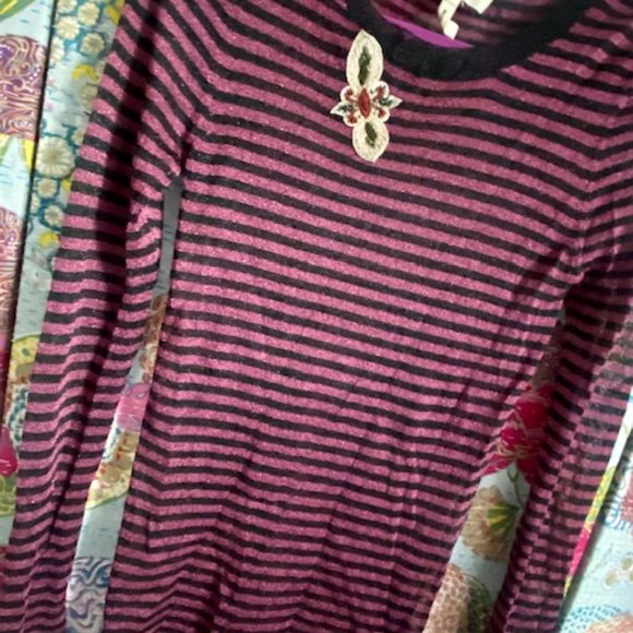 ETOLE SABEL MARANT pink & black striped, metallic thin-knit top in size 2 - Picture 9 of 16